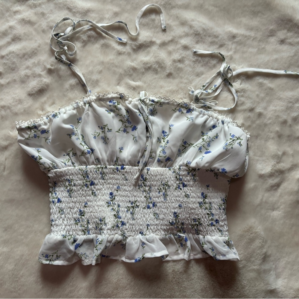 Forever 21 White Floral Top